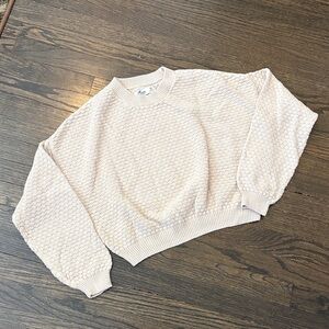 Textured Crewneck Sweater in Light Cream by Hollister